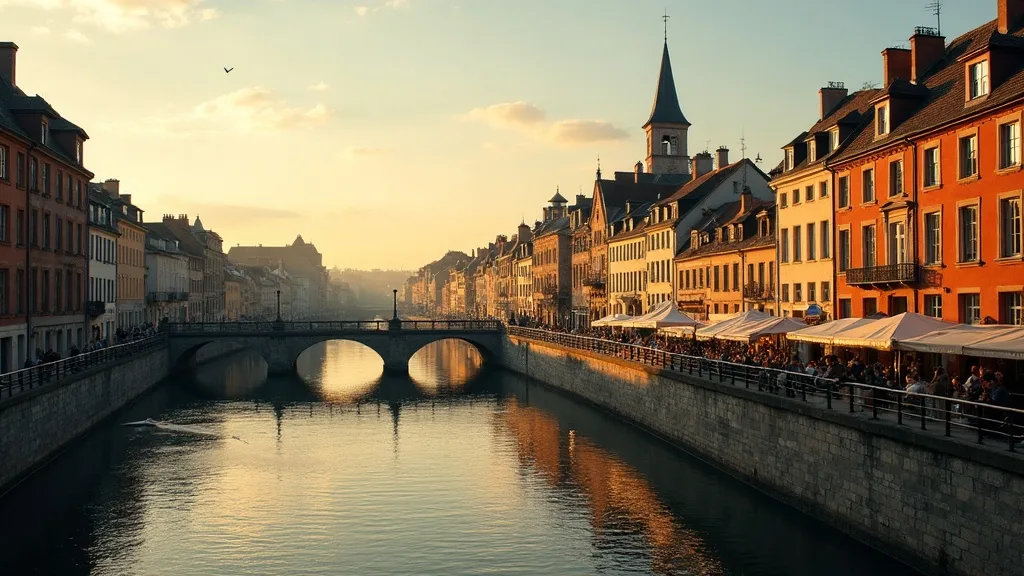 Vue de Caen a l heure doree
